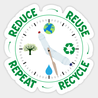 Reduce Reuse Repeat Recycle Environmental Clock Sticker